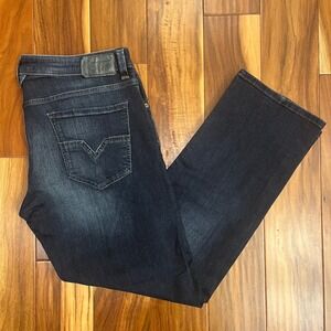 Diesel Larkee Straight Jeans Mens 38x30 Dark Wash Indigo Stretch button fly
